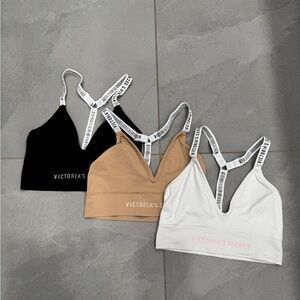Victoria's Secret Black, Tan, and White Bralette Trio